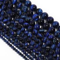 Blue Tiger Eye Apvalūs akmeniniai karoliukai Laisvi karoliukai papuošalams gaminti Apyrankės Priedai 4-12mm DIY Dia 4mm