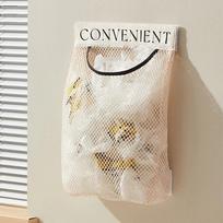 Sieninis tinklinis laikymo maišelis Laikiklis šiukšlių maišeliams Plastikinių pirkinių maišelių dozatorius Smulkmenų maišelio tinklas Sandėliavimo maisto produktų maišelio organizatorius 25x36x4cm smėlis