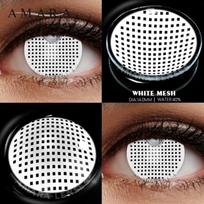 AMARA Cosplay spalvoti kontaktiniai lęšiai akims Anime akių lęšiai 1 pora balti juodi kontaktiniai lęšiai kosmetiniai spalvoti lęšiai akims WHiTE-MESH