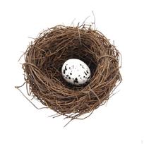 Rotango paukščių lizdas Dekoratyviniai amatai Rankų darbo su kiaušiniu Sodo dekoravimo rekvizitams 6cm 1 Egg black