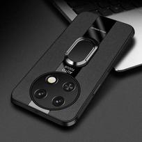 Dėklas Huawei Nova 12i su magnetiniu žiedu automobiliui, verslo stiliaus, vientisos spalvos, odinis, matinis dangtelis Huawei nova 12 SE 12s, smūgiams atsparus apvalkalas Huawei Nova 12i juoda