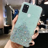 Blizgantis telefono dėklas Samsung galaxy A21S dėklui Bling Blizgantis minkštas galinis dangtelis skirtas SAMSUNG A21S A 21S A21 S A217F dėklams For Samsung A217F šviesiai žalios spalvos