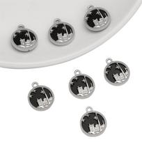 Metaliniai apvalios širdies mėnulio pakabukai, skirti papuošalams gaminti „pasidaryk pats“ apyrankių kaklo papuošalams 14.0x17mm