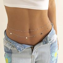 Mados imitacija Kalnų krištolinio akmens metalinė grandinėlė juosmens grandinėlė moterims vasaros Boho paplūdimio kūno grandinės papuošalai #468342 sidabras