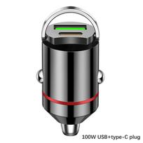 200W mini dviejų prievadų USB automobilinis įkroviklis žiebtuvėlis greito įkrovimo automobilinio telefono įkroviklio adapteris, skirtas iPhone 13 12 Xiaomi Huawei Samsung A1 gray