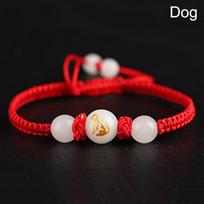 1vnt apyrankė raudona virvė Zodiako ženklai Šviečiantys akmenys pintos apyrankės Rankų darbo Lucky Unisex Dog