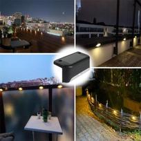 Saulės denio šviestuvai lauko vandeniui atsparūs LED tvoros šviestuvai sodo laiptų lempa terasai laiptams turėklams takui laipteliui saulės lempa 1PC-warm light juoda