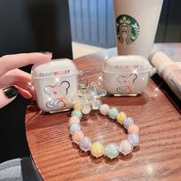 Skaidrus „Bluetooth“ ausinių dėklas „Glitter Butterfly Chain“, skirtas 1/2/3Pro Airpods pro2, Colored Bear balta