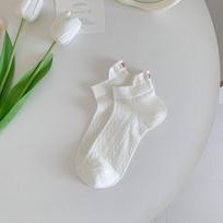 Sweet Heel Bow Embroidery Women Socks Summer Mesh Thin Breathable Ankle Boat Socks Korean Girl Solid Color Invisible Short Sock balta