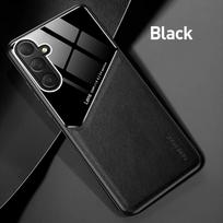 Leather Texture Case For Samsung A16 5G A06 A36 A56 A15 A25 A35 A55 Cover With Car Magnetic Suction Holder Coque Fundas Capa Galaxy A16 5G juoda