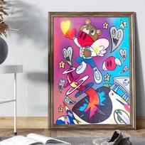 Kanye West rapper music Whitepaper Poster Self-adhesive Art Poster Fancy Wall Sticker for Living Room Bar Decoration Painting 21cm×30cm NoFrame