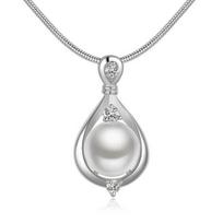 Elegantiškas papuošalų imitacinis perlas, ašarų pakabukas su gyvatės grandinėle, moteriškas karoliai white