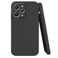 Skirta Redmi 12 dėklas Dangtelis Xiaomi Redmi 12 Capa telefono buferis galinis originalus skysto silikono smūgiams atsparus minkštas TPU dėklas Redmi 12 Fundas For Redmi 12 (4G) juoda