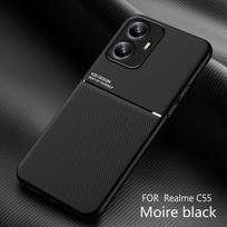 Dėklas Realme C55 2023 Magnetiniai dėklai su automobiliniu laikikliu RealmeC55 Realmi C 55 5G RMX3710 6.72 Minkštos odos galinis dangtelis Realme C55 juoda
