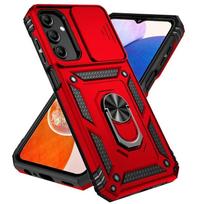 Slide Camera Lens Grade Armor Phone Case For Samsung Galaxy A73 A72 A56 A54 A36 A16 A15 A25 A35 A55 5G Holder Ring Stand Cover For Samsung A15 raudona