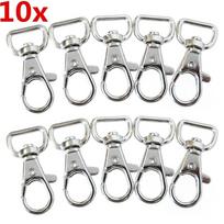 10 PCS Swivel Snap Lobster Clasp Hooks Solid Metal Lanyard Clips DIY Jewelry Bag Accessories 10PCS sidabras