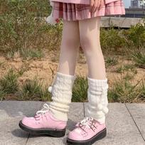 Japoniško stiliaus šiltos žiemos kojinės Lolita šiltos kojinės megztos kojinės vilnos kamuoliukai megztos kojų apdangalai kojų šildytuvai su kamuoliukais moterims One Size balta