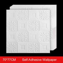 70*70cm 3D Sustorėję lipnūs tapetai XPE putų smūgiams atspari sienų danga stogui, luboms ir namų renovacijos dekoravimui 1pc white