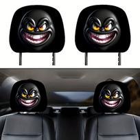 Naujos 2 vnt. Juodos Apgavikiškos Automobilio Dekoracijos Galvos Atramos Užvalkalas Šventinė Atmosfera Linksma ir Kūrybinga Dvipusiai Spausdinta Galvos Atrama 2PCS yellow