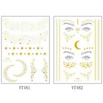 2Pcs Waterproof Shiny Metallic Gold Glitter Tattoo Sticker Temporary Body Art white