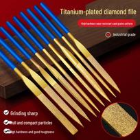 Asortimentinis titanu dengtų deimantinių dildžių rinkinys metalui, medžiui ir akmeniui 3*140mm Half-Round File