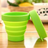 Nešiojamas maistinio silikono sulankstomas kelioninis puodelis 170-320ml 170ml Folding Cup mėlyna