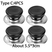 4 vnt. Universalus stiklinio puodo dangčio rankenėlės dangtelis Atsparus karščiui Cooking Pot Pan Dangčio Rankenėlės Pakeitimas Kėlimo Rankena Virtuvės Indų Rankena Type-C(4pcs)
