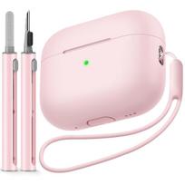 Silikoninis AirPods Pro 2 dėklas su valymo rašikliu ir karabinu AirPods Pro 2 rožinė