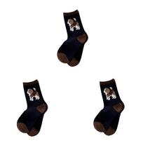 3 poros mielų šuniukų flisinių kojinių moterims rudenį ir žiemą, storos, šiltos, vidutinio ilgio kojinės, rinkinys 3 Pairs