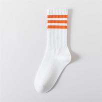 Trijuostės sportinės bėgimo kojinės, vyriškos kojinės, dryžuotos kolegijos ilgos kojinės, frotinės kojinės 1 pair white