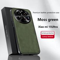Luxury PU Leather Case For Xiaomi MI 15 Ultra 14 Ultra 15 14 13 12 Pro 15S Pro Magsafe Magnetic Lens Protection Shockproof Cover PU Leather&xiaomi 15 ultra žalia
