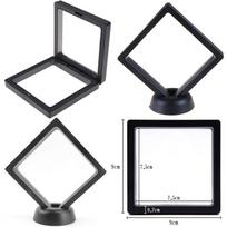 90*90 mm Juodas 3D Plaukiojantis Papuošalų Monetų Vitrinos Rėmelio Laikiklis Dėžutė Dėklas Su Stovu One Size black