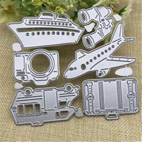 Laivas Lėktuvas Metaliniai štampai „Pasidaryk pats“ Scrapbooking Reljefinis Popierinės kortelės Albumas gray