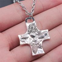 45cm Or 70cm Long Chain Necklace Cross Talisman Amulet Wedding Jewelry Findings QN021 A15-1pcs-34x26mm-chain 45cm