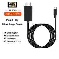 USB C Tipo C į HDMI Kabelio Adapteris 4K 60Hz Didelės Spartos Ethernet HDMI Suderinamas Kabelis Projektoriui HDTV Planšetiniam Kompiuteriui Išmaniajam Televizoriui 30hz