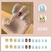 Milk Coffee Polka Dot Bear Press-On Nails - Cute, Playful, Sweet Manicure Stickers