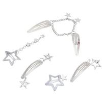 10Pcs/5Pcs Metal Star Barrettes Hair Clips Punk Pentagrams Charm Hairpin Hair Accessories for Women Fashionable Jewelry