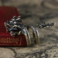 Dominant Retro Style Dragon Ring for Men and Women - Trendy Japanese-Korean Open Index Finger Ring for Students antikvarinės bronzos spalvos