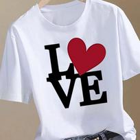 (Azijos dydis) saldus meilės akvarelė Drabužiai Marškinėliai Moterys Mada T-shirt Viršus Moteris Moteriški Trumpomis Rankovėmis Grafiniai Spausdinti Marškinėliai S