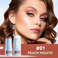2-in-1 SPF Sunscreen Blush Stick, Jelly Texture Rotating Cheek Tint Natural Glow Finish, Waterproof and Sweatproof  Blush Stick Portable Makeup 02 brown