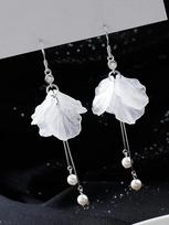 1pair  Accessories Jewelry Gifts Eternal Flower Pearl Earrings Women Long Temperament Silver Plated Tassel Earrings Wedding Bridal