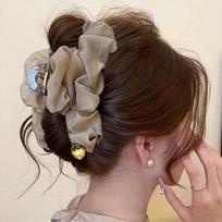 1PC Women's Hairpin, High-end Style, Shark Clip with Flowers