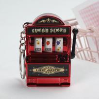 Mini lošimo automatų raktų pakabukas su mažu varpeliu Juokingas kazino pakabukas Lucky Charm Jackpot raktų pakabukas Maišelis žavesio vakarėlio dovanos