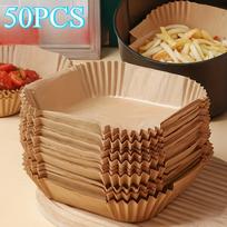 100-Pack/50-Pack Air Fryer Liners - Universal for Oven & Microwave, Non-Stick Parchment Paper - No Coating, Heat-Resistant for Home & Commercial Use 50pcs