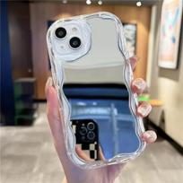 Case for Samsung Galaxy A56 A55 5G A15 A54 A16 A35 A14 A26 A36 S25 S24 Ultra S22 S21 Plus S23 FE Wavy Edge Make Up Mirror Cases Samsung A15 5G 4G
