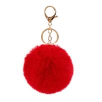 Car Keyring Ornaments Handbag Charms Car Keyring Pom Fluffy Key Chains Fur Ball Keychain Key Holder raudona