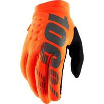 Vyriškos dviračių/motokroso pirštinės 100% Brisker Fluo oranžinės/juodos
