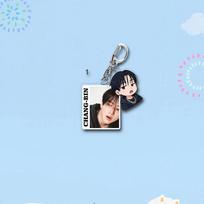 Stray Kids Double Charms Acrylic Keychain, Kpop Member Real Photo + Cute Cartoon Pendant, STAY Fans Collectible Bag Accessory Key Ring FELIX gray