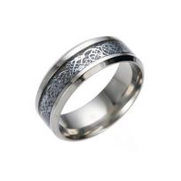 Men Fashion Dragon Design with Silver Stainless Steel Ring #10