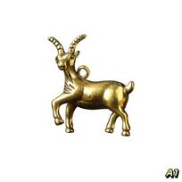 Lucky Feng Shui Zodiac Goat 2027 Copper Keychain for Success and Wealth A2 black